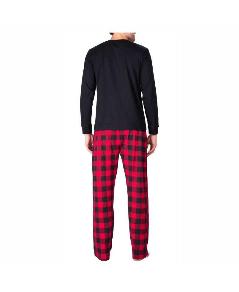 Men's Crew Neck Flannel Pajama Set