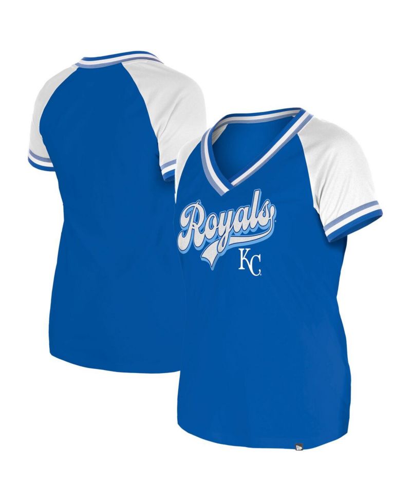Women's Royal Kansas City Royals Gameday Raglan V-Neck T-Shirt
