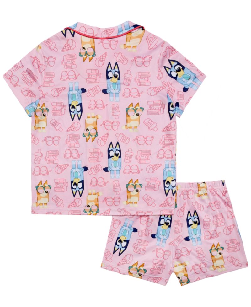 Girls' 4-10 Notch Collar Top and Shorts, 2-Piece Set