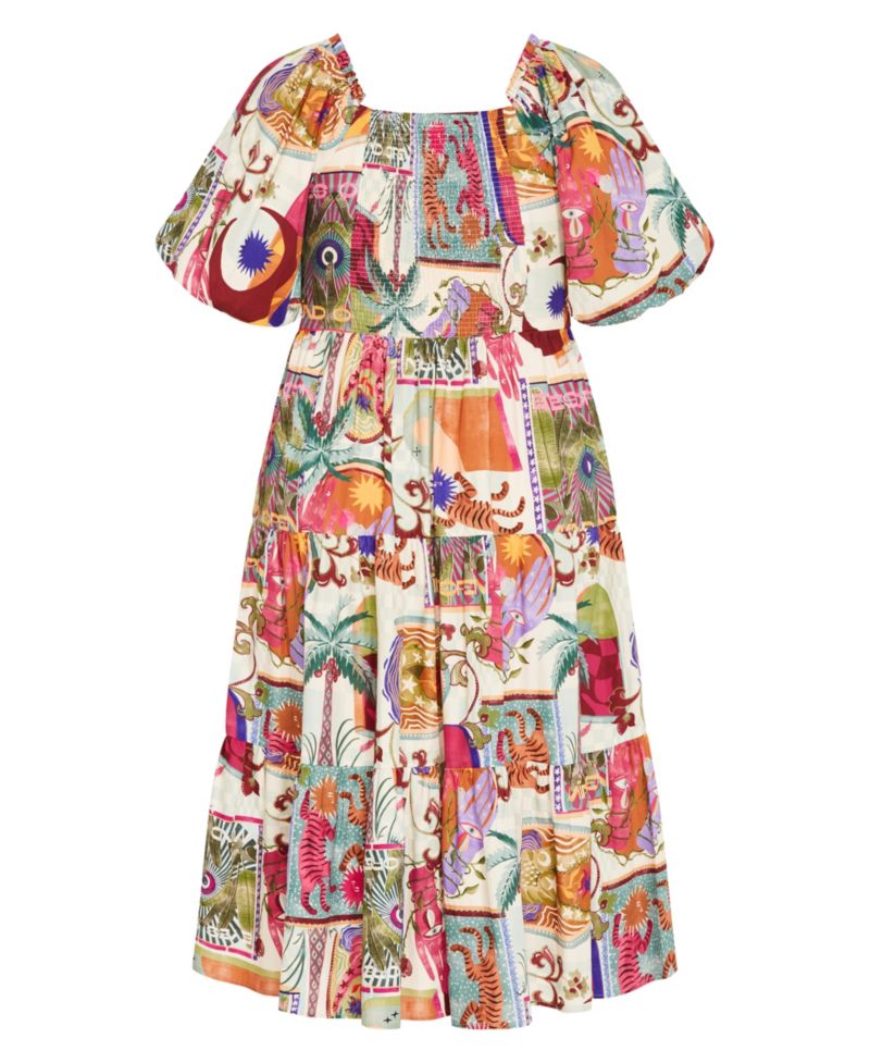 Women's Plus Size Simona Print Puff Sleeve Dress