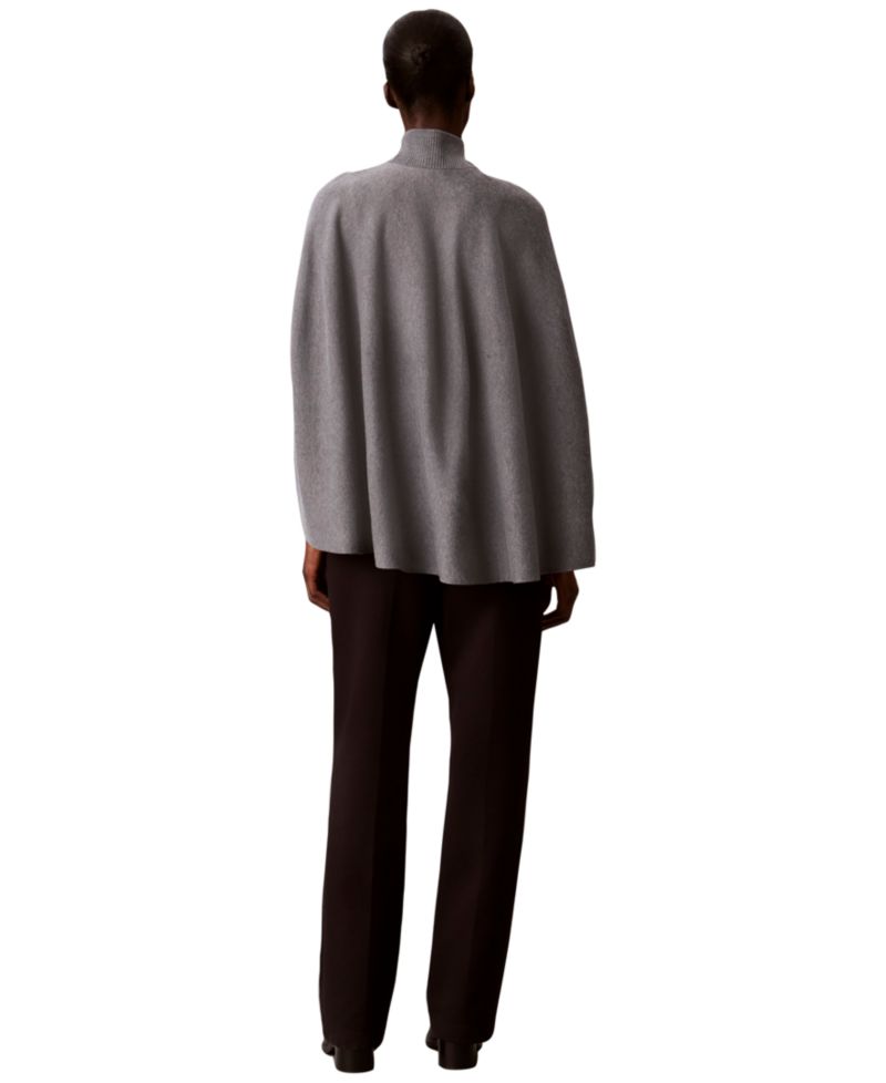 Petites Mock Neck Cape Sleeveless Sweater