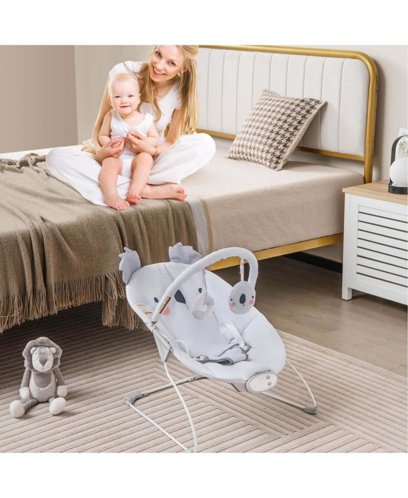 Baby Bouncer Vibration Infant Rocker Seat with Detachable Toy Bar