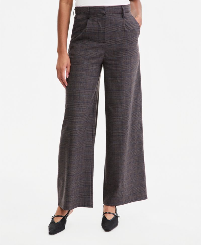 Women's Plaid High-Rise Wide-Leg Pants