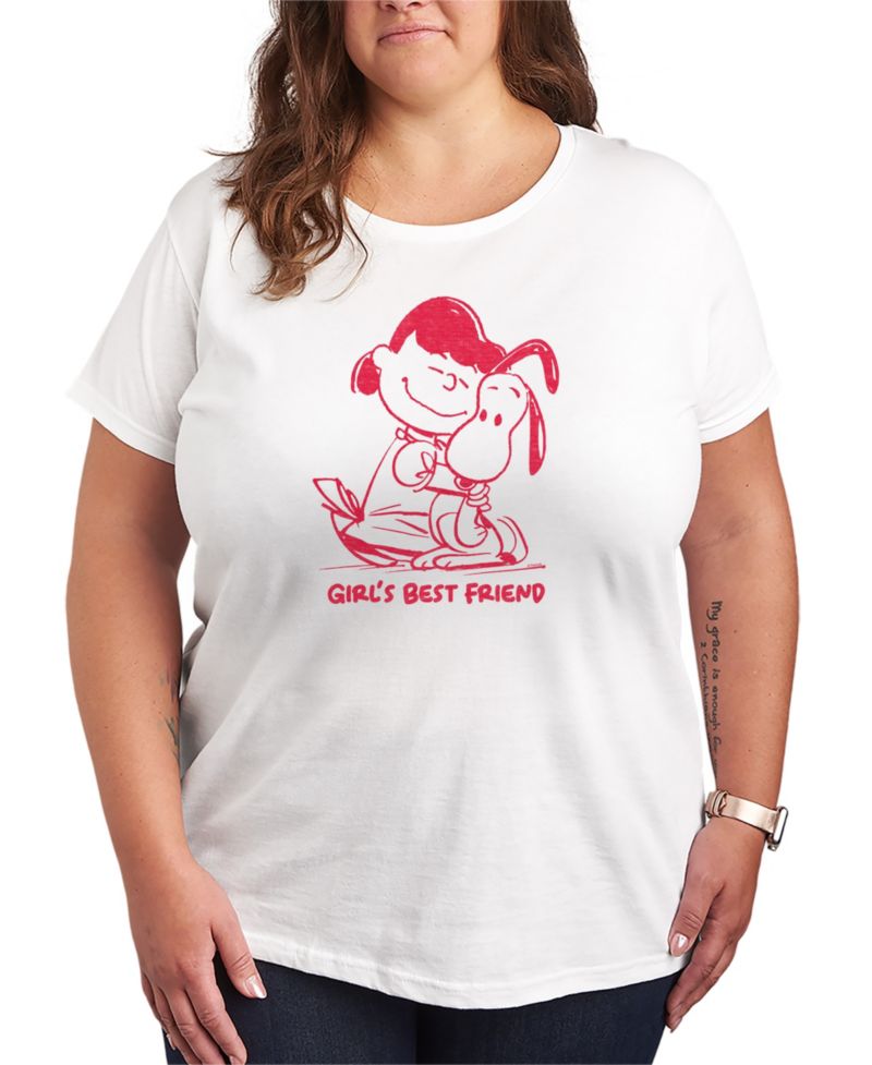Plus Size Peanuts Girls Best Friend Lucy Snoopy Graphic T-Shirt