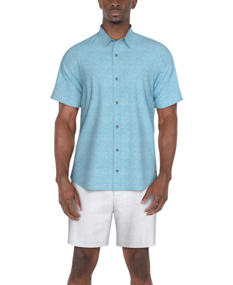 Men's Textured Short-Sleeve Fruit Print Shirt