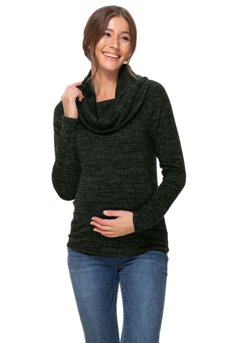 Maternity Cowl Neck Long Sleeve Knit Sweater