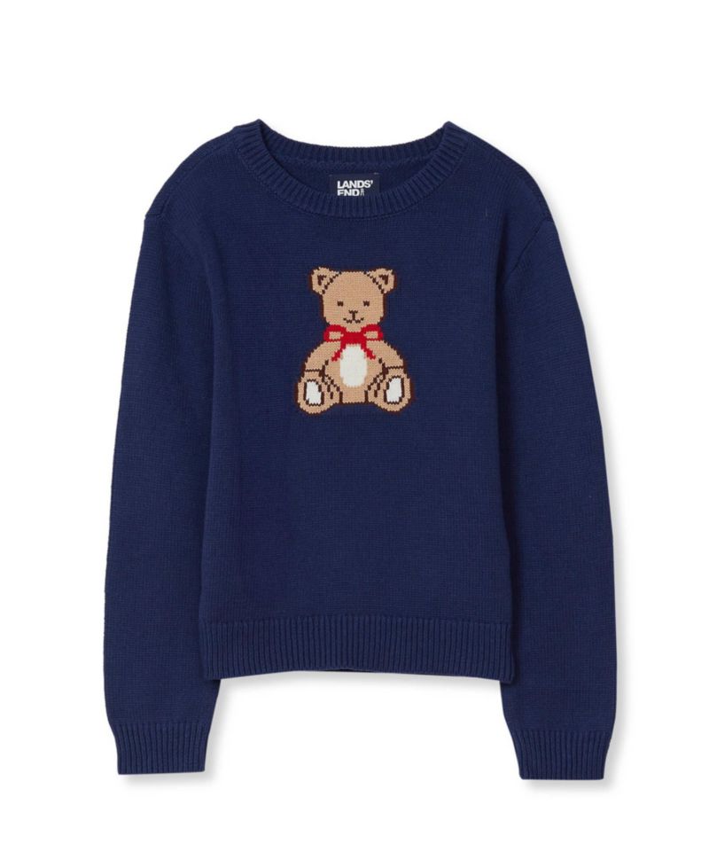 Girls' 4-16 Long-Sleeve Intarsia Graphic Crewneck Sweater
