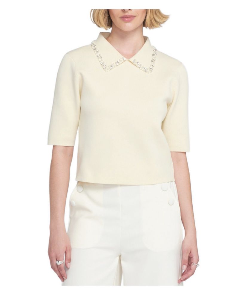 Women's Embellished Collar Knit Top Shawl Sweater