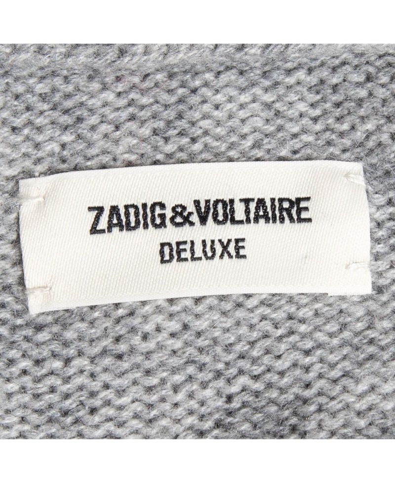 Women's Pre-Owned Zadig and Voltaire Delux Grey Cashmere Knit Open Front Fringed Cardigan