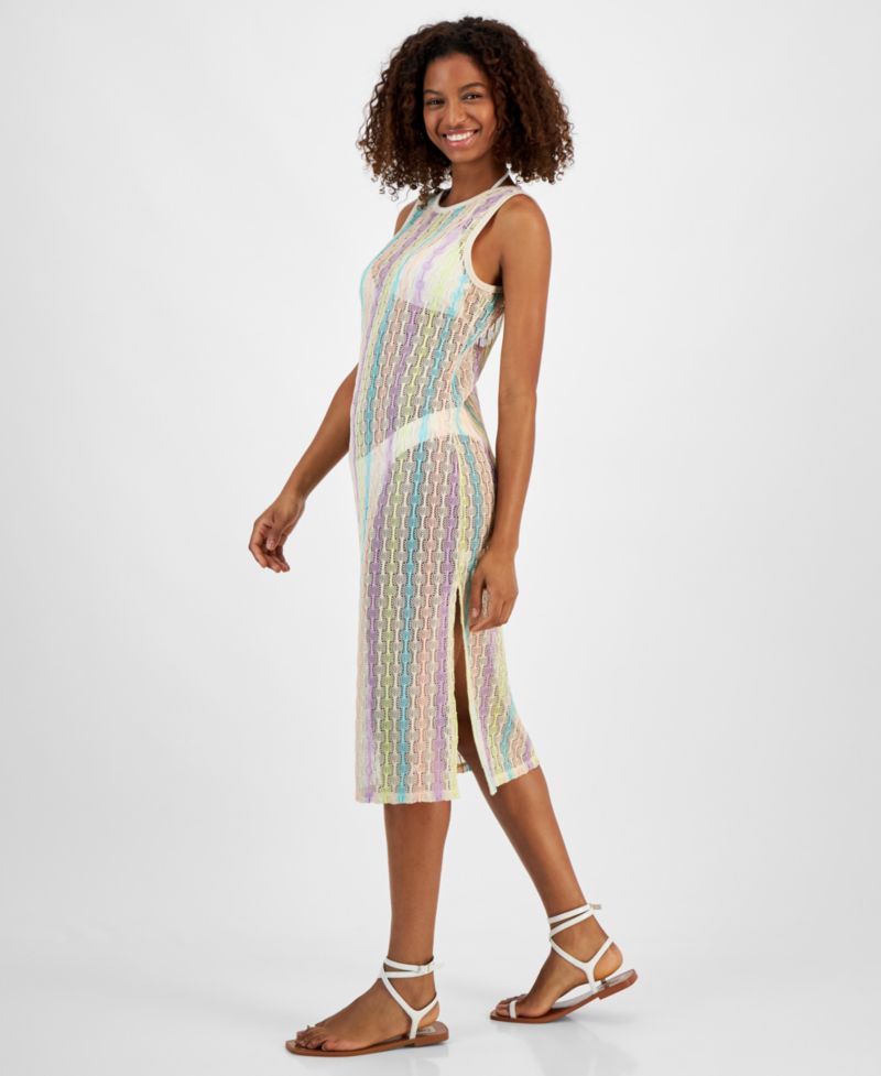 Juniors' Low-Back Midi Dress Swim Cover-Up