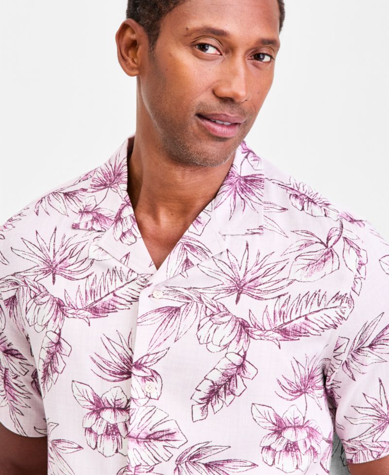 Men's Petal Paisley Silk Blend Short Sleeve Shirt, Macy's Exclusive