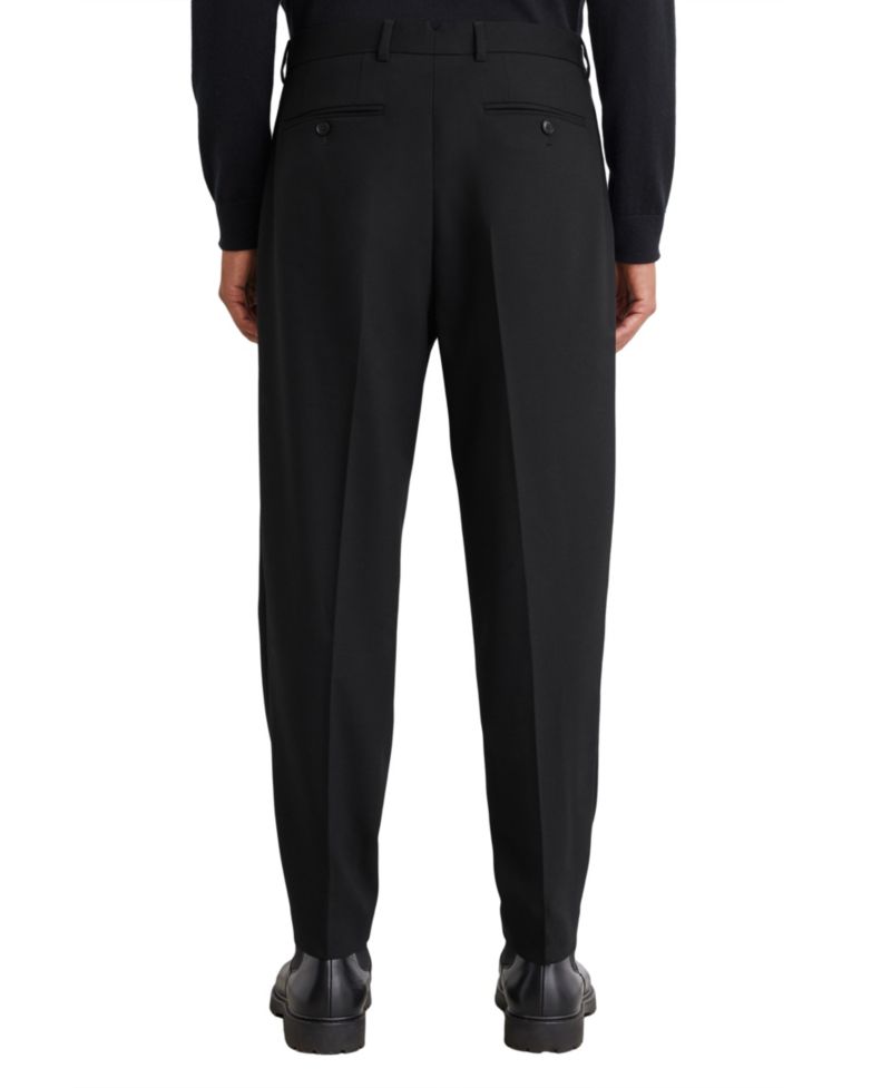 Men's Strap Tapered-Fit Pleated Wool-Blend Pants
