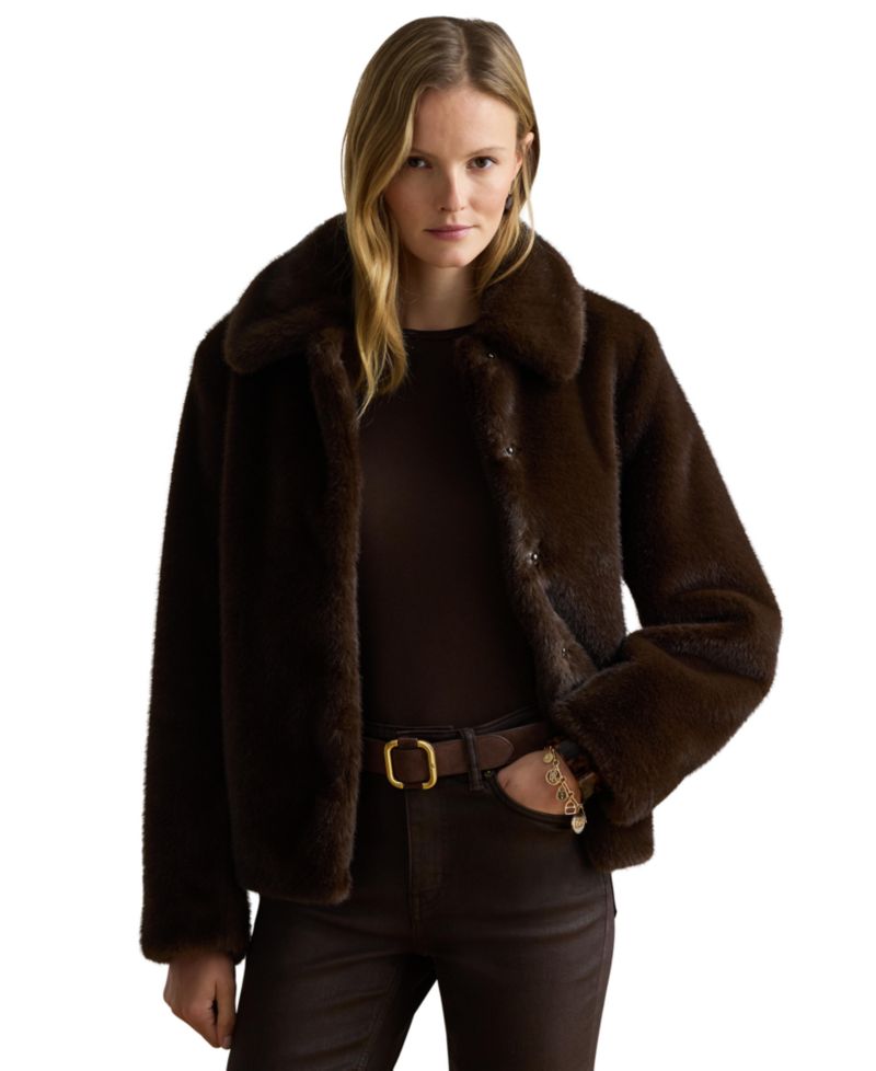 Women's Faux-Fur Collared Lined Coat