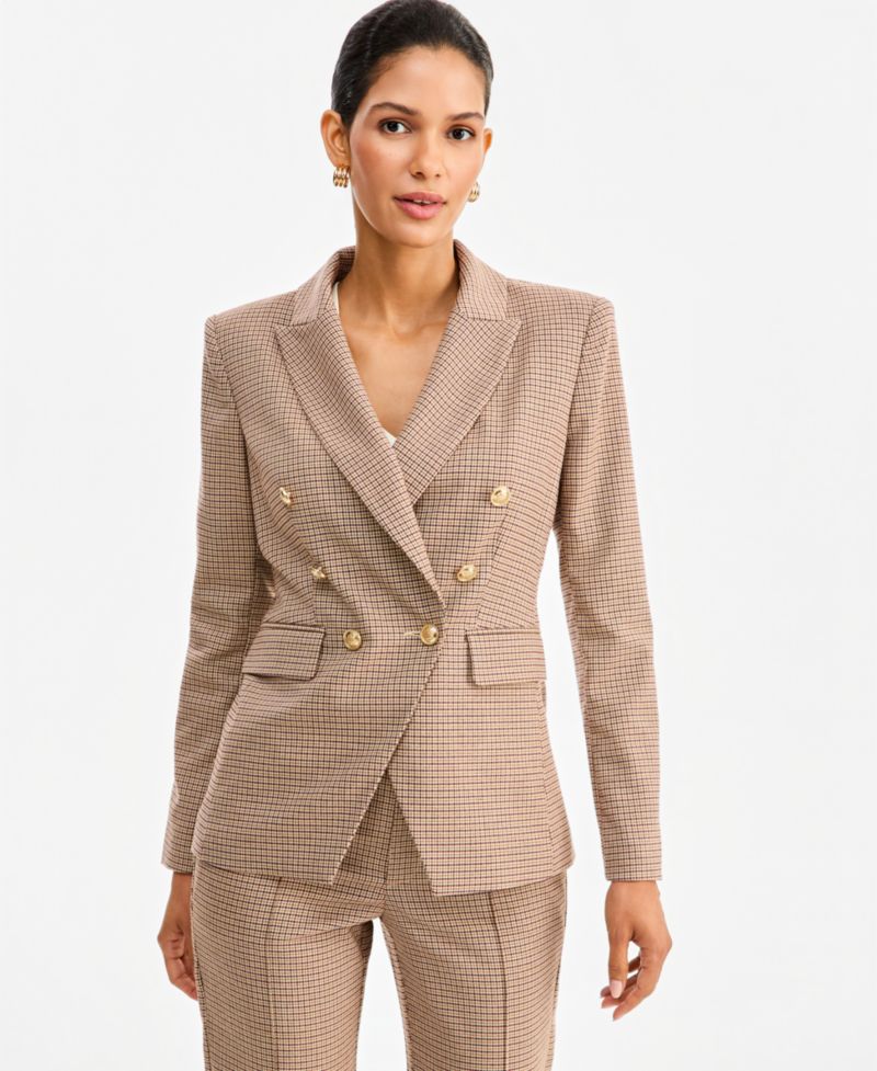 Women's Double-Breasted Houndstooth Blazer