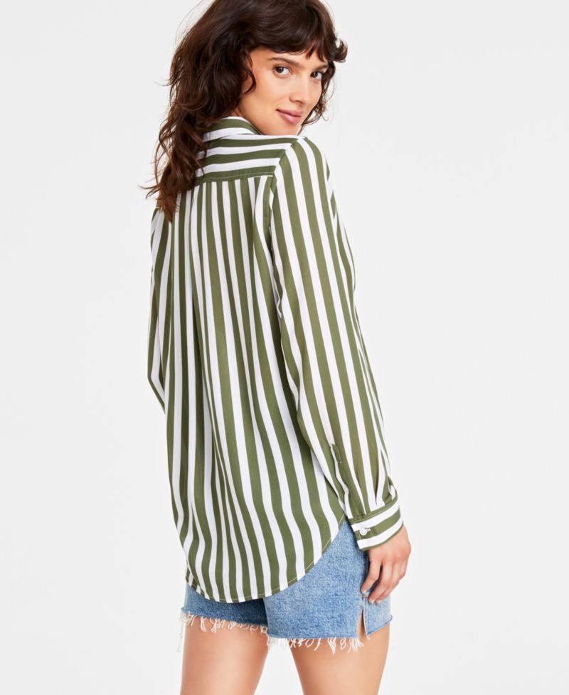 Trendy Plus Size Button-Front Crepe Shirt