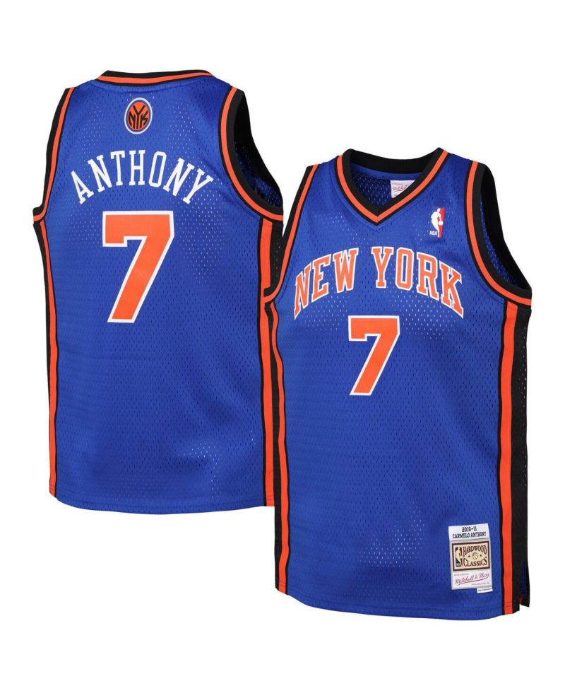Big Boys and Girls Carmelo Anthony Blue New York Knicks 2010/11 Hardwood Classics Swingman Jersey