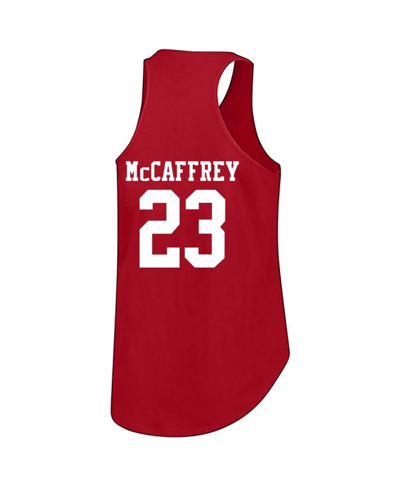 Women's Christian McCaffrey Scarlet San Francisco 49ers Plus Size Name & Number Tank Top
