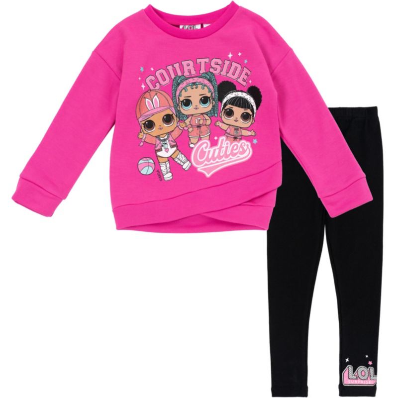 Little Girls French Terry Sweatshirt and Leggings Outfit Set