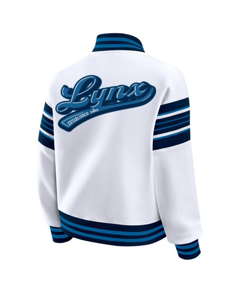 Women's White/Black WNBA Full-Snap Fleece Sweatshirt Jacket
