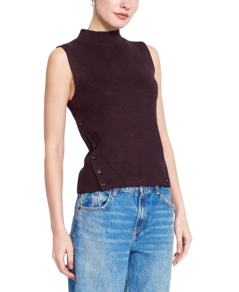 Women's Birch Mock-Neck Ribbed Sleeveless Sweater