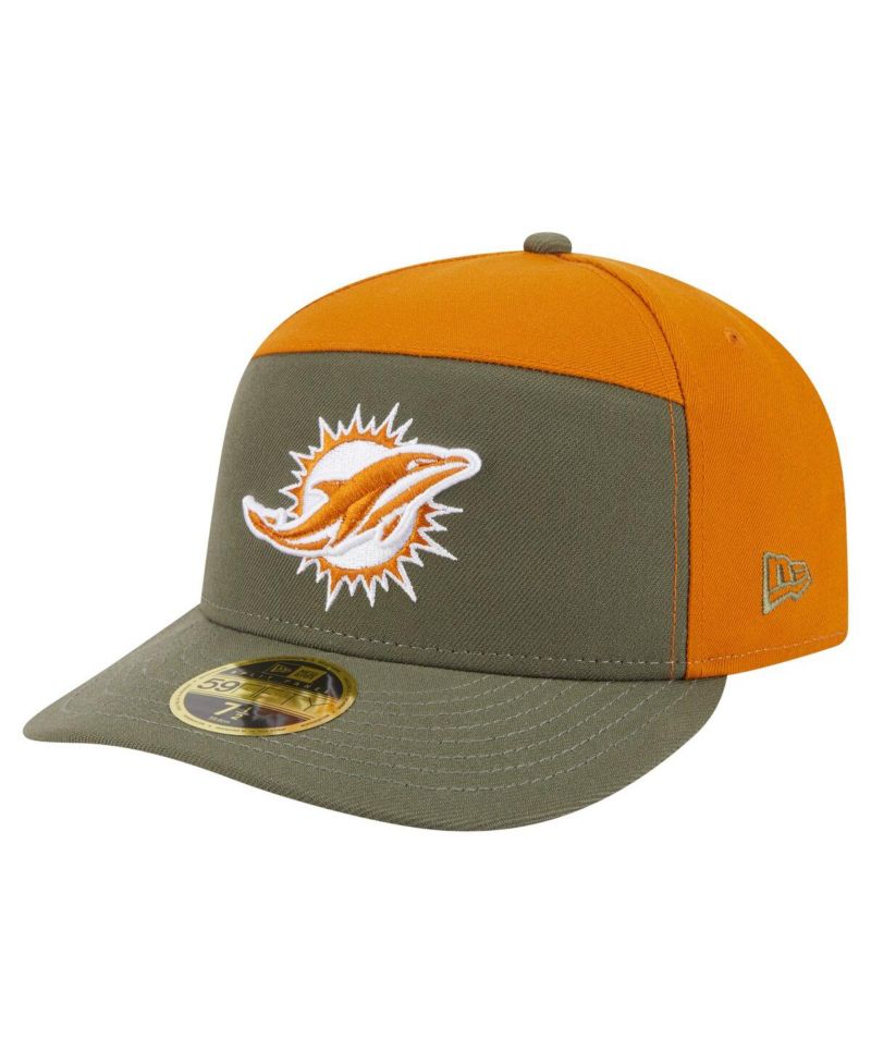 Men's Olive/Brown Miami Dolphins Two-Tone Color Pack Split Panel 59FIFTY Fitted Hat