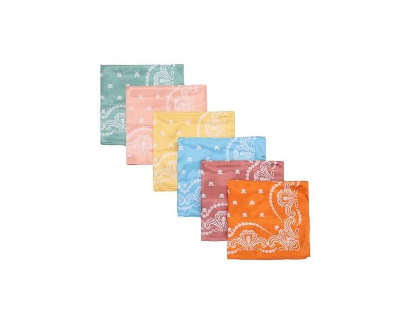 Lightweight Satin Paisley Print 22"x22" 6-Pack Bandana Set