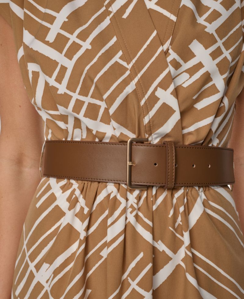 Women’s V-Neck Belted Midi Dress
