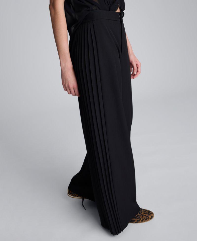 Women's Side Pleated Wide Leg High Rise Pants