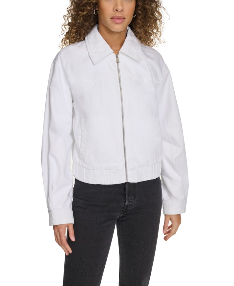 Women's Western Zip-Front Denim Bomber Jacket
