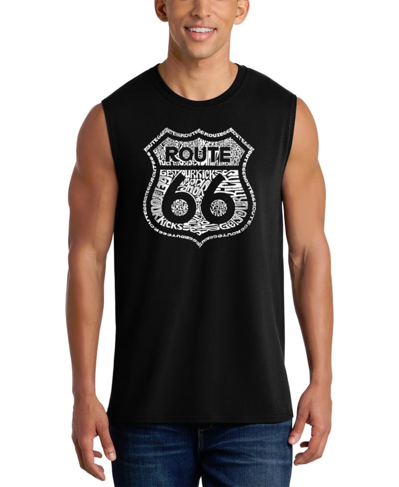 Men's Route 66 Vintage Highway Shield Word Art Graphic Tank Top
