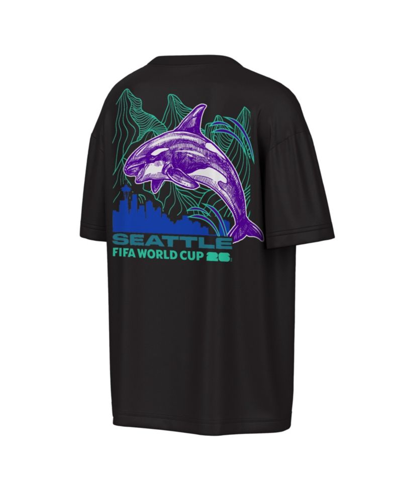 Men's Black FIFA World Cup 2026 Seattle Big City Poster T-Shirt