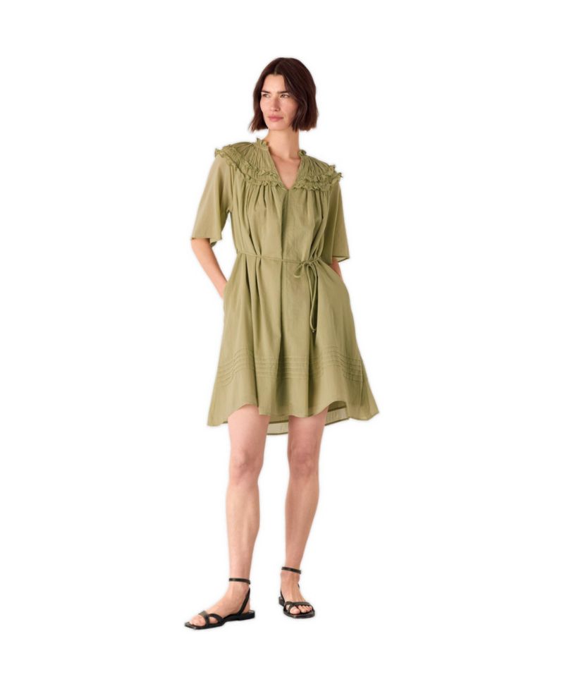 Women's Short Sleeve Cotton Frill Mini Dress
