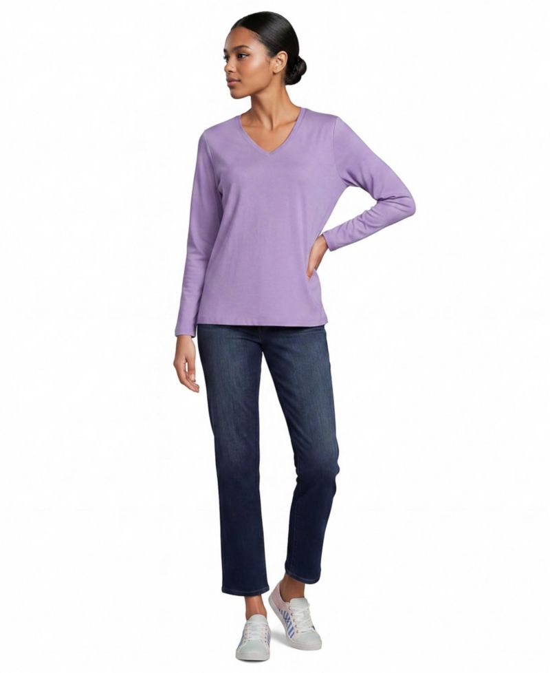 Women's Supima Cotton Long Sleeve V-Neck T-Shirt