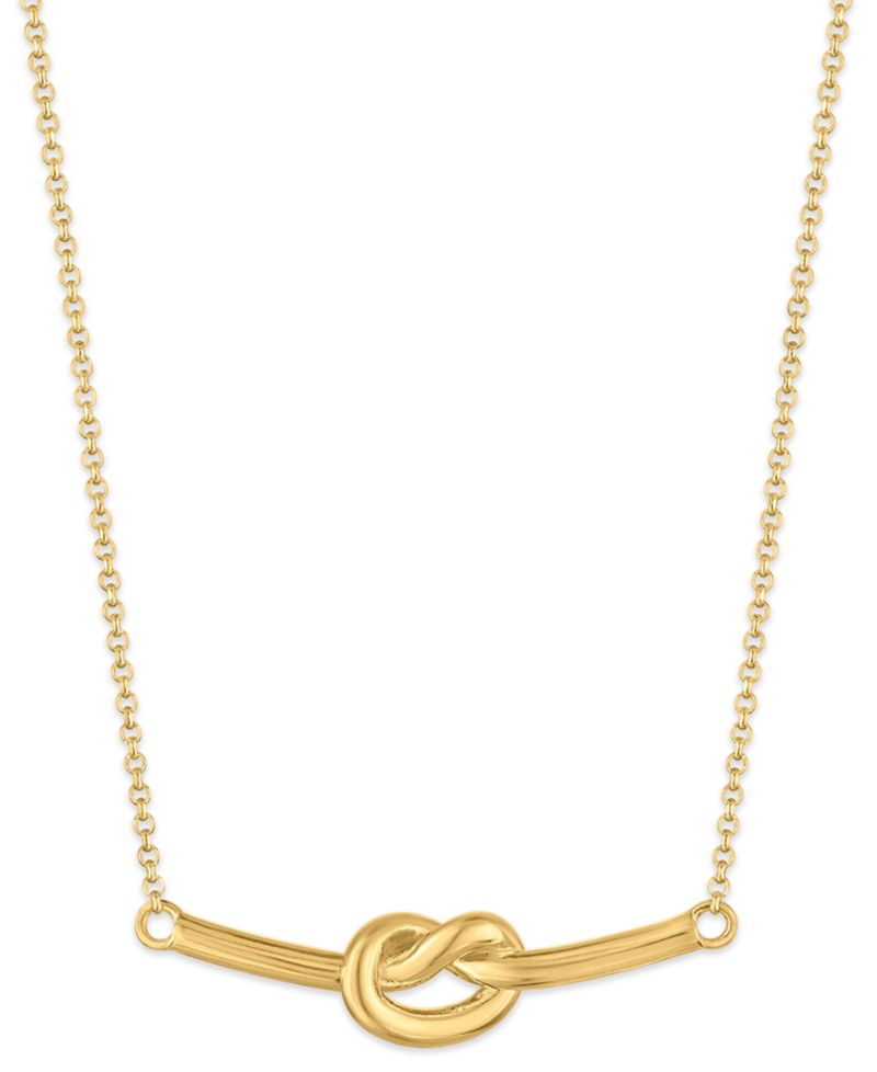Polished Love Knot Bar Necklace in 14k Gold Over Sterling Silver
