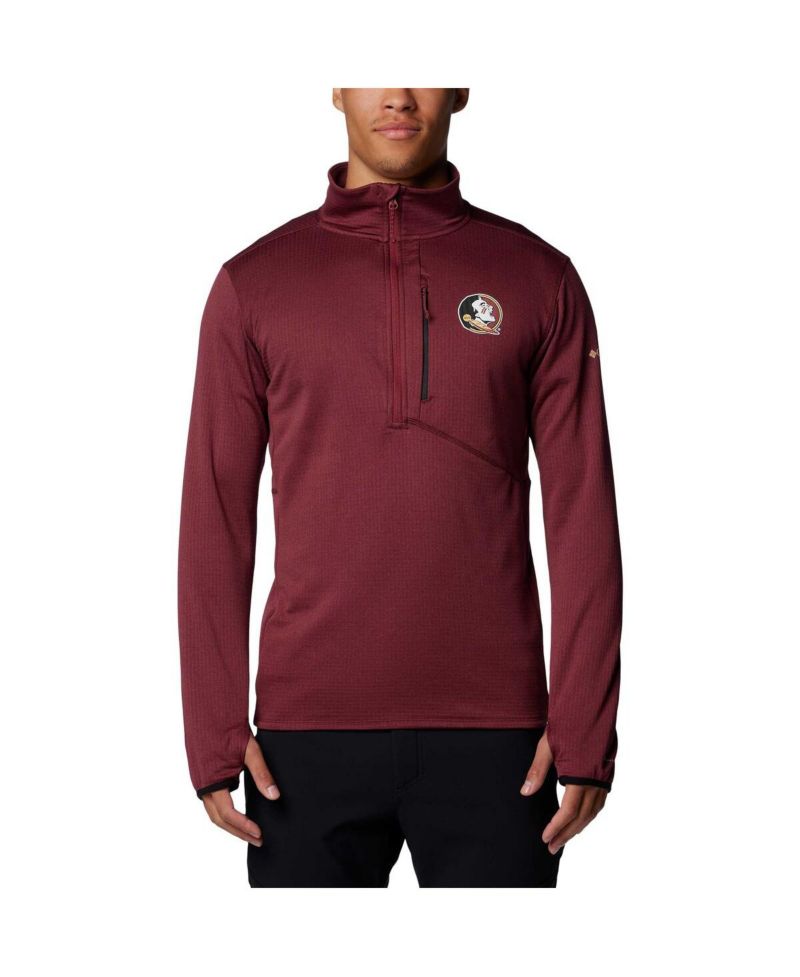 Men's Garnet Florida State Seminoles Park View Grid Fleece Omni-Wick Half-Zip Jacket