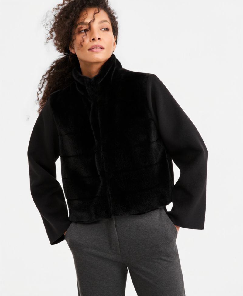 Women's Emmbalia Cropped Faux Fur High-Neck Jacket