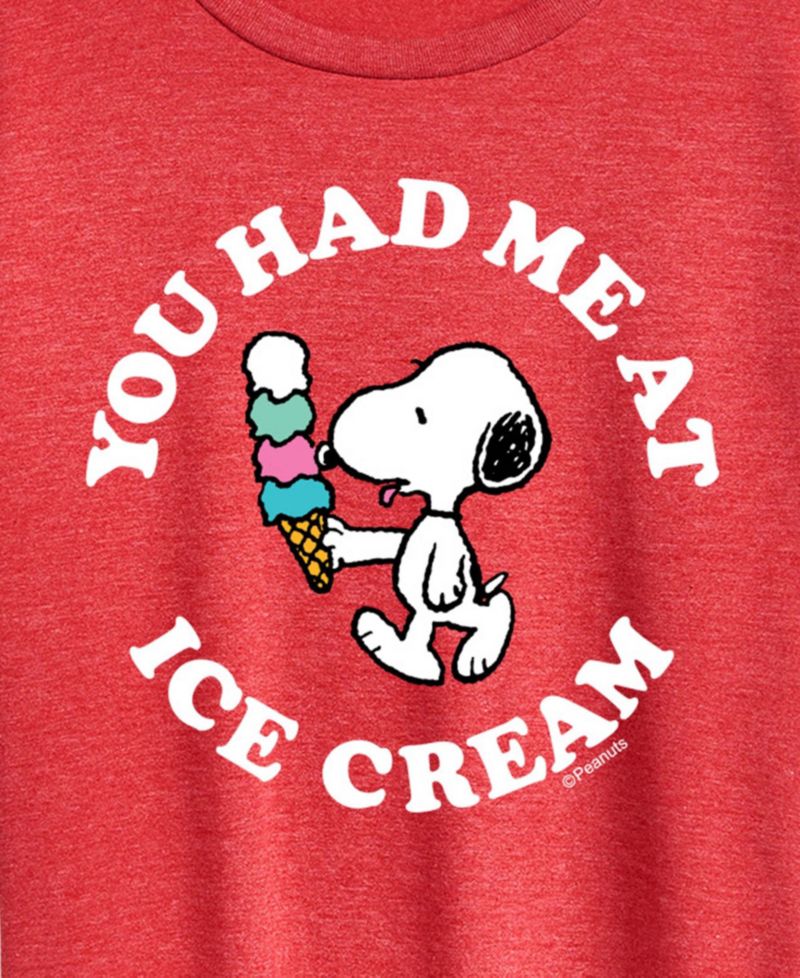 Plus Size Peanuts Summer Love Snoopy and Woodstock Short-Sleeve Graphic T-Shirt