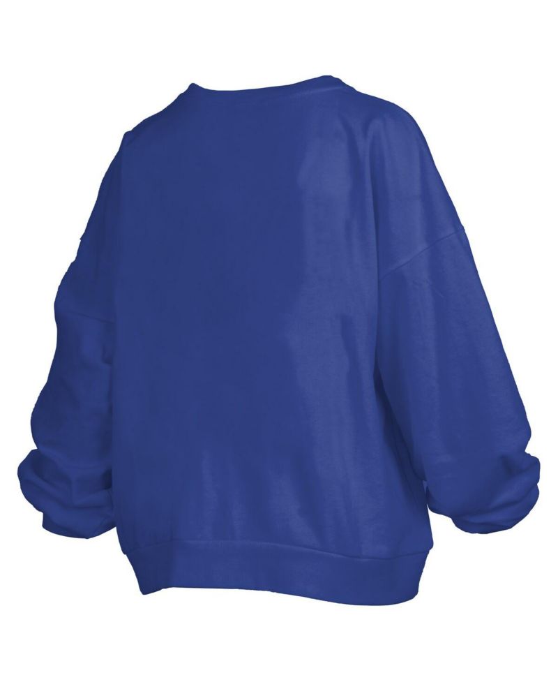 Women's Royal Florida Gators Janise Arch Over Logo Waist Length Oversized Pullover Sweatshirt