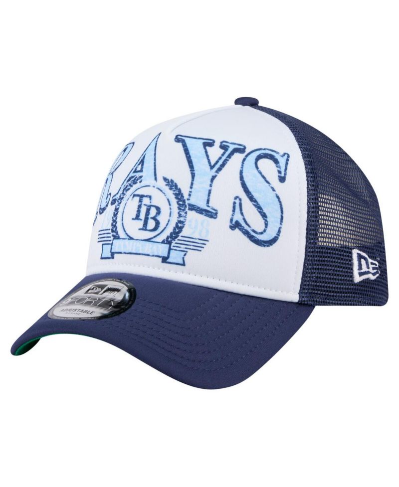 Men's Navy Tampa Bay Rays Distressed 9FORTY A-Frame Adjustable Trucker Hat