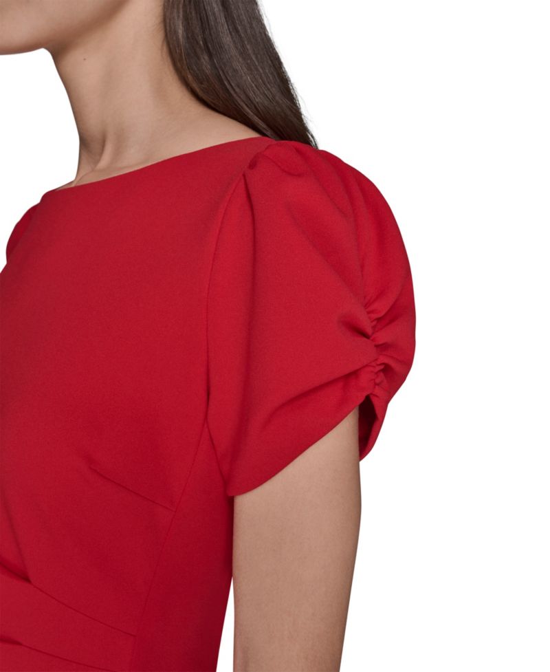 Women's Puff-Sleeve Side-Pleated Dress