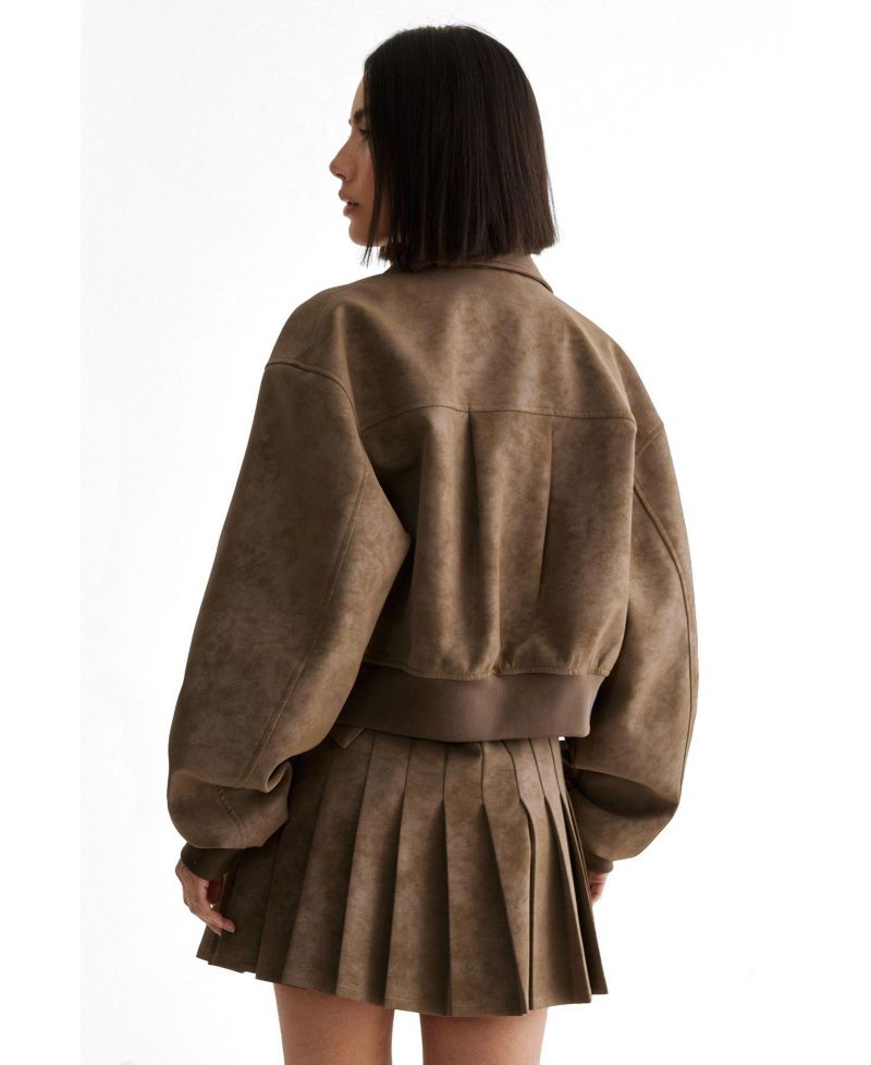 Women's Faux Leather Bomber Jacket