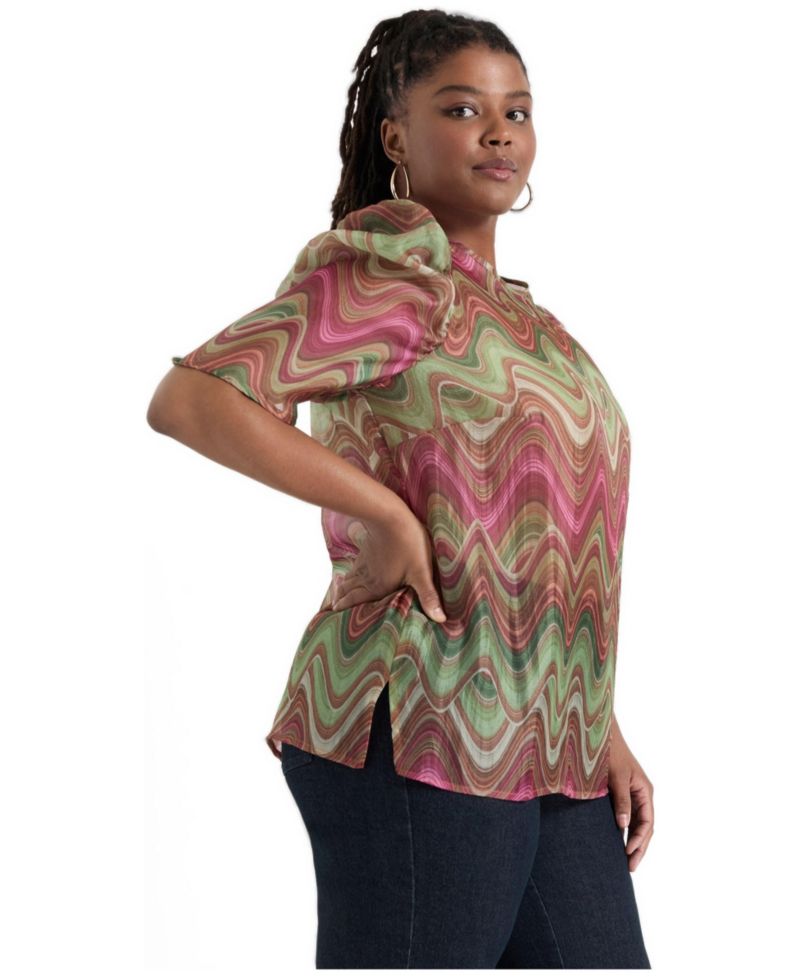 Women's June and Vie Mutton-Sleeve Organza Blouse