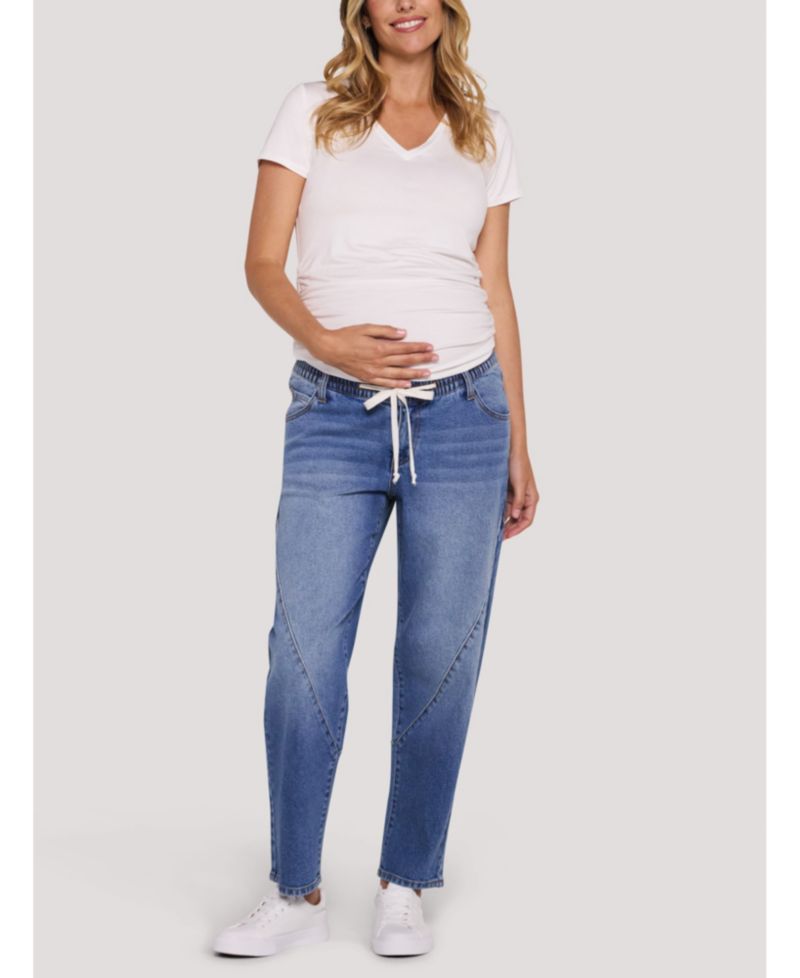 Women's Motherhood Drawstring Pull On Barrel Jean