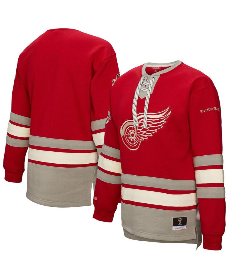 Women's Red Detroit Red Wings Heritage Lace-Up Pullover Sweatshirt