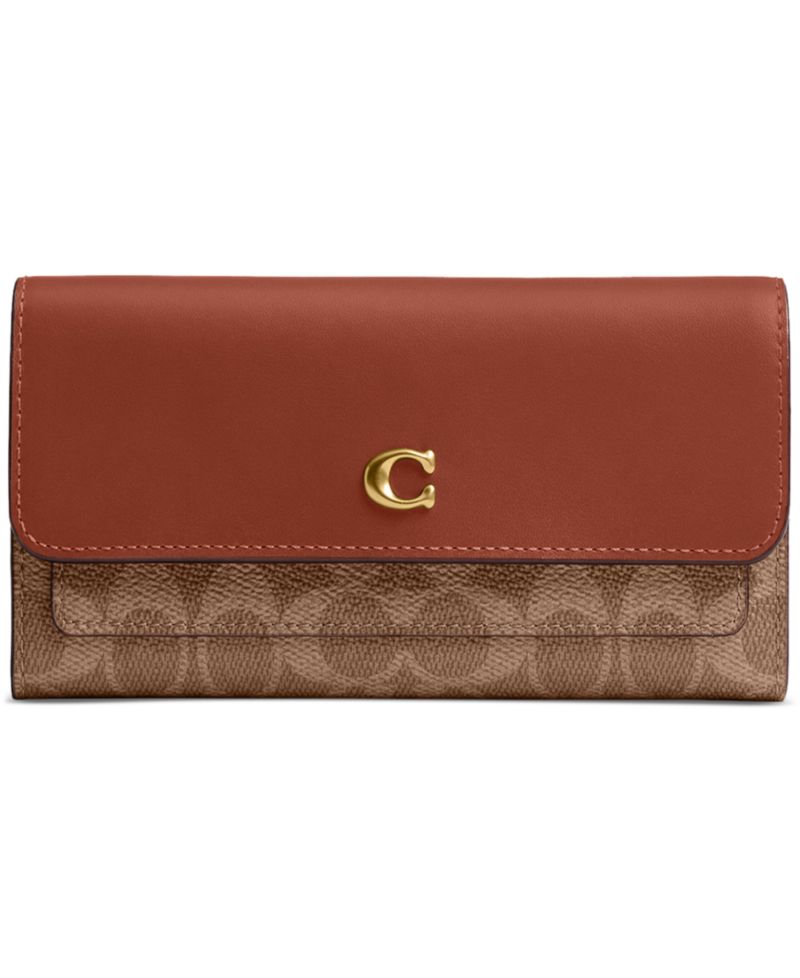 Mila Signature Coated Canvas Long Flap Wallet