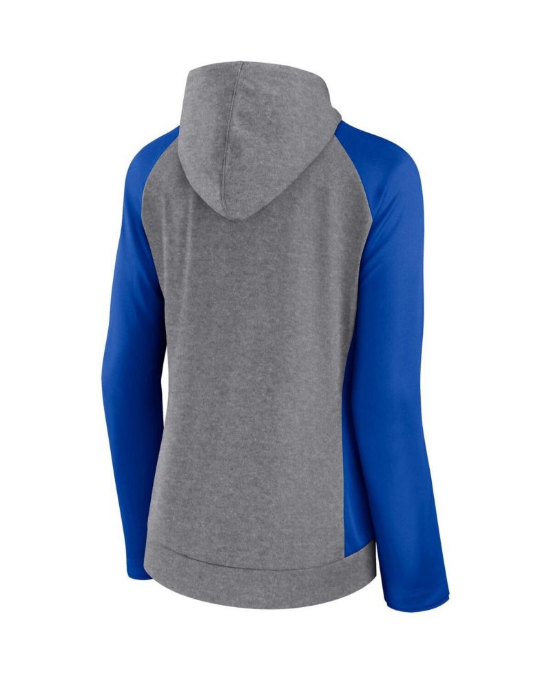 Women's Heather Gray, College Royal Los Angeles Rams Blind Side Lightweight Full-Zip Hoodie