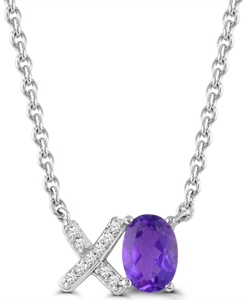Created Pink Sapphire (7/8 ct. t.w) and Created White Sapphire 'Xo' Love Necklace in Sterling Silver