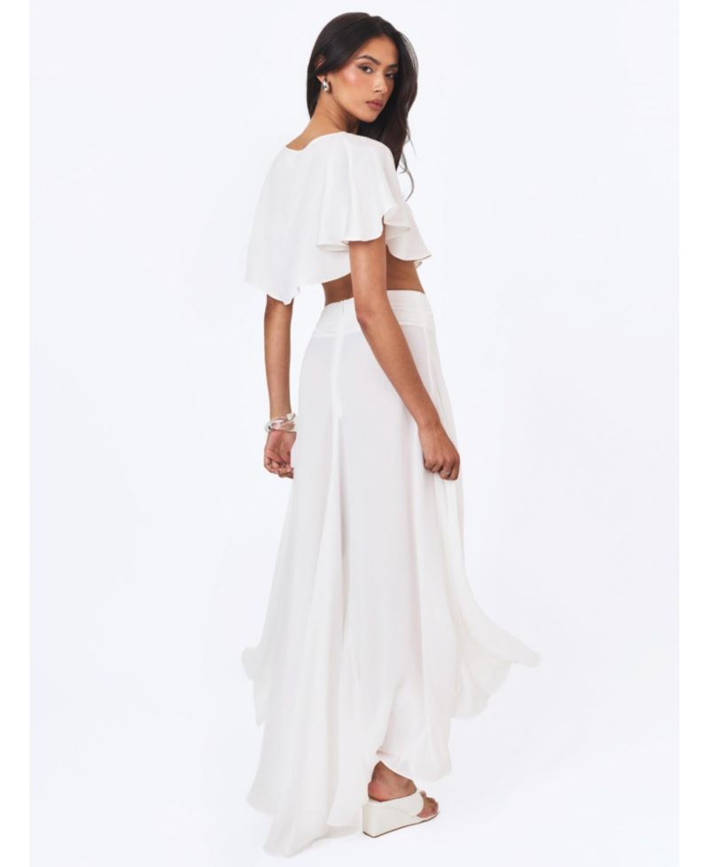 Women's Yarae Satin Boat Neck Short Sleeve Cape Top