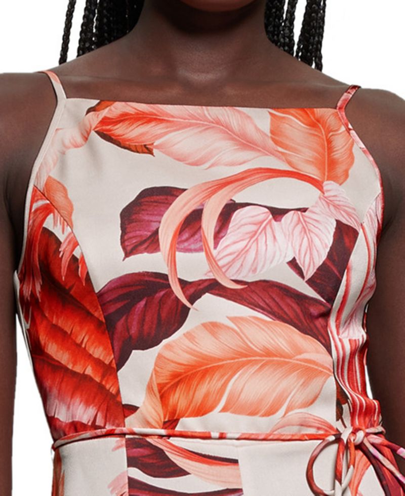 Women's Sana Satin Printed Sleeveless Jumpsuit