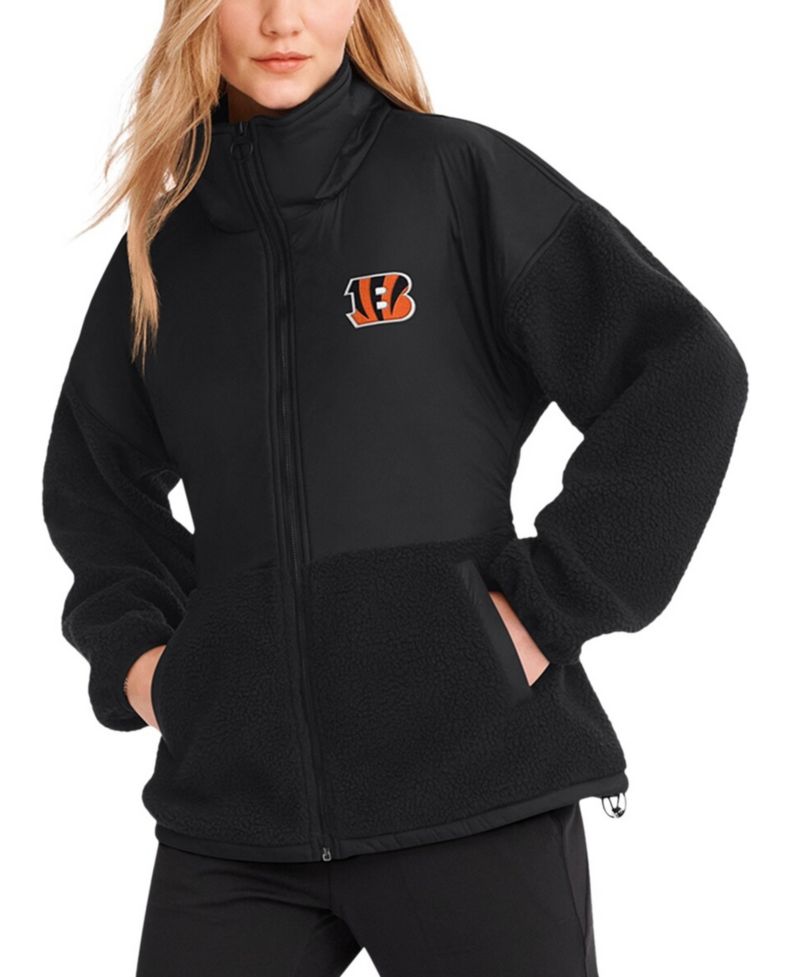 Women's Black Cincinnati Bengals Drew Mixed Media Full-Zip Jacket